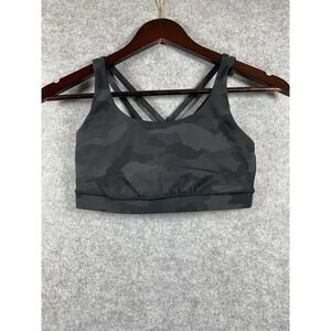 Lululemon Free To Be Wild Sports Bra Black Camo Strappy Back Yoga Womens Size 4